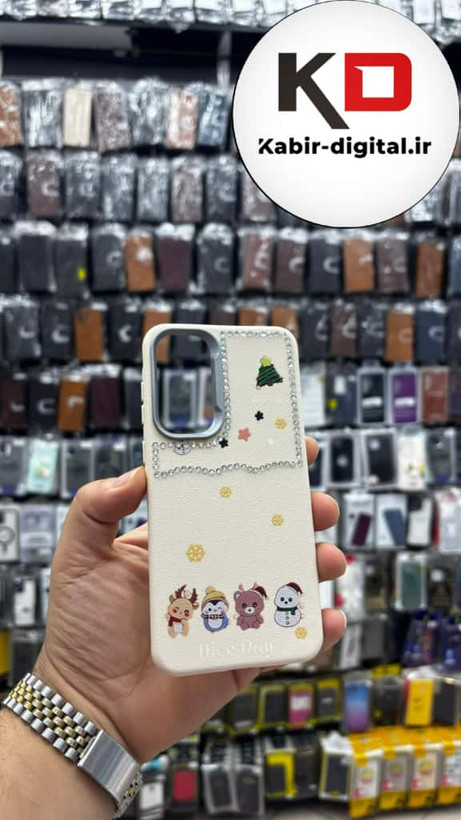 قاب گوشی Galaxy A55/A35 سامسونگ لدر دیزاین SOFT Lether Design فانتزی سیلیکونی طرح چرمی نگین دار کیوت کرمی