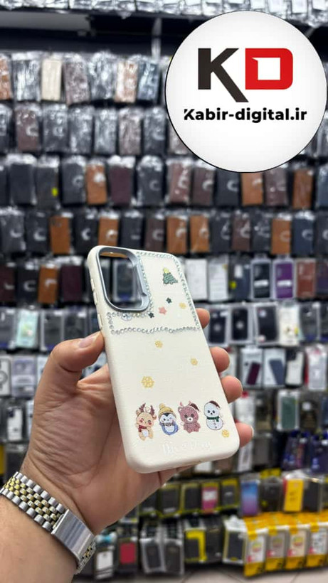 قاب گوشی Galaxy A55/A35 سامسونگ لدر دیزاین SOFT Lether Design فانتزی سیلیکونی طرح چرمی نگین دار کیوت کرمی