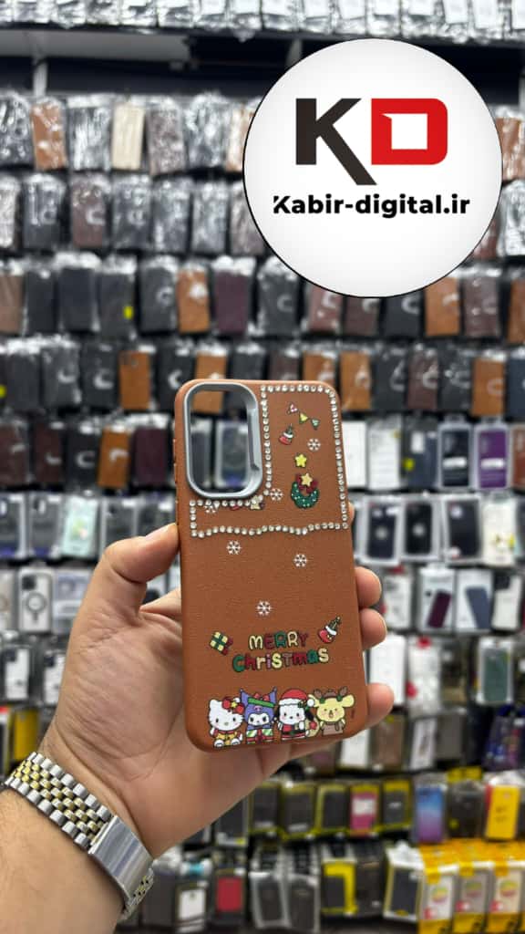 قاب گوشی Galaxy A55/A35 سامسونگ لدر دیزاین SOFT Lether Design فانتزی سیلیکونی طرح چرمی نگین دار کیوت قهوه ایی