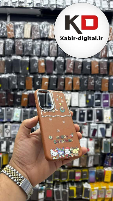 قاب گوشی Galaxy A55/A35 سامسونگ لدر دیزاین SOFT Lether Design فانتزی سیلیکونی طرح چرمی نگین دار کیوت قهوه ایی