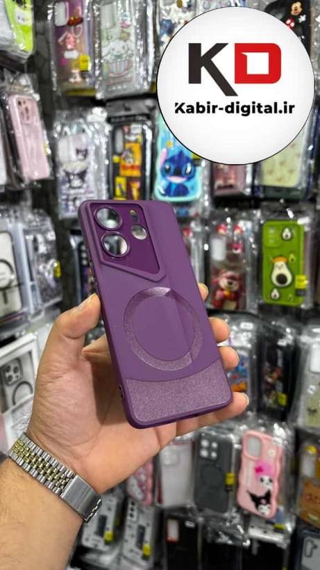 قاب گوشی Redmo Note 14 4G شیائومی سری Porsche Design پورش دیزاین Hard LUXURY طرح مگسیف دار محافظ لنز دار بنفش