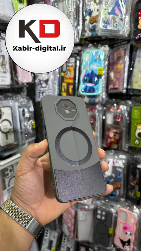 قاب گوشی Galaxy J6 Plus سامسونگ سری Porsche Design پورش دیزاین Hard LUXURY طرح مگسیف دار محافظ لنز دار خاکستری