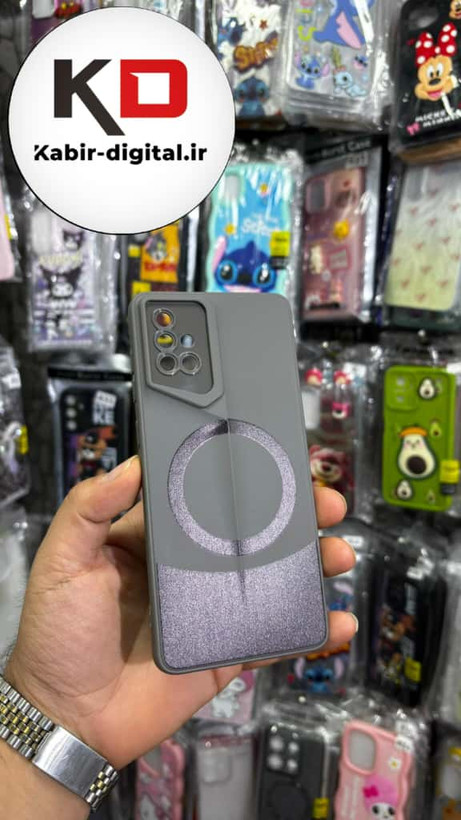 قاب گوشی Galaxy A71 سامسونگ سری Porsche Design پورش دیزاین Hard LUXURY طرح مگسیف دار محافظ لنز دار خاکستری