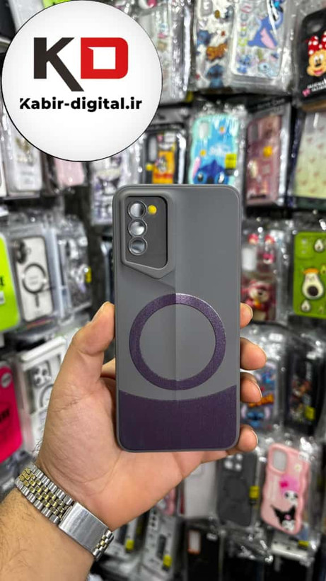 قاب گوشی Galaxy A03s سامسونگ سری Porsche Design پورش دیزاین Hard LUXURY طرح مگسیف دار محافظ لنز دار خاکستری