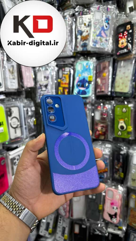 قاب گوشی Galaxy A16 سامسونگ سری Porsche Design پورش دیزاین Hard LUXURY طرح مگسیف دار محافظ لنز دار آبی