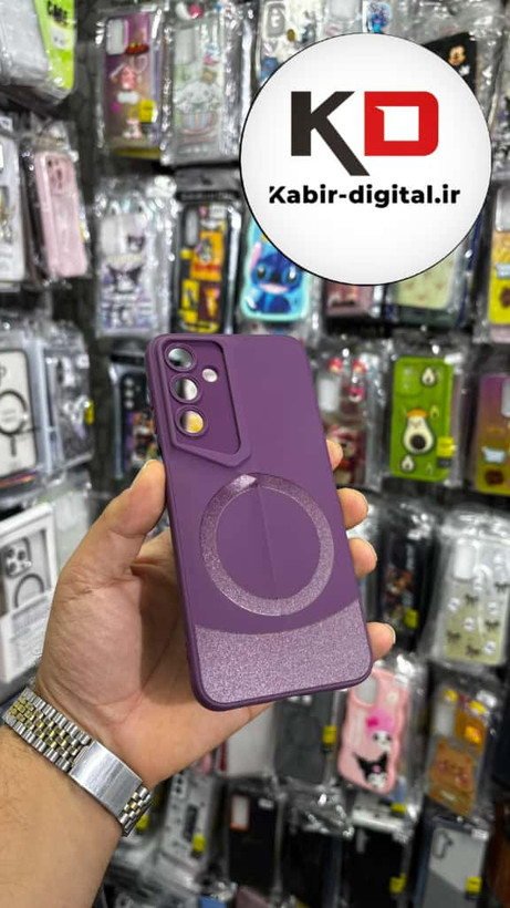 قاب گوشی Galaxy A16 سامسونگ سری Porsche Design پورش دیزاین Hard LUXURY طرح مگسیف دار محافظ لنز دار بنفش