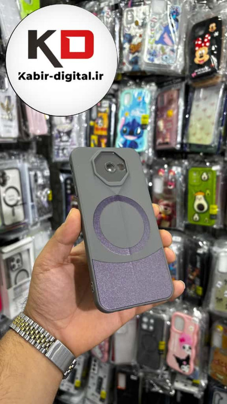 قاب گوشی Galaxy J4 plus سامسونگ سری Porsche Design پورش دیزاین Hard LUXURY طرح مگسیف دار محافظ لنز دار خاکستری