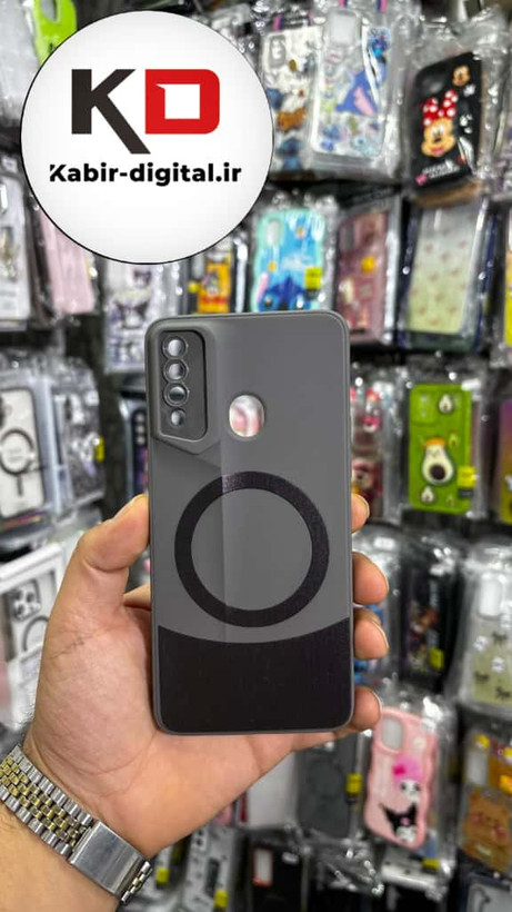 قاب گوشی Galaxy A20s سامسونگ سری Porsche Design پورش دیزاین Hard LUXURY طرح مگسیف دار محافظ لنز دار خاکستری