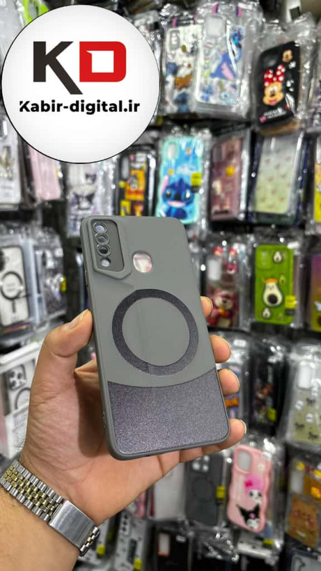 قاب گوشی Galaxy A20s سامسونگ سری Porsche Design پورش دیزاین Hard LUXURY طرح مگسیف دار محافظ لنز دار خاکستری