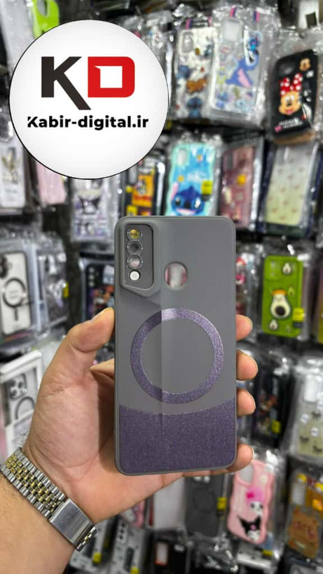 قاب گوشی Galaxy A20s سامسونگ سری Porsche Design پورش دیزاین Hard LUXURY طرح مگسیف دار محافظ لنز دار خاکستری