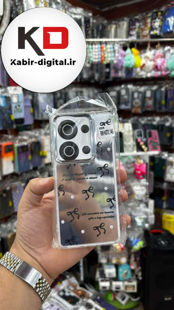 قاب گوشی Redmi Note 13 Pro 4G / Poco M6 Pro 4G / Redmi Note 14S شیائومی اورجینال فانتزی سخت آینه ای لنز کرومی ایربگ دار طرح پاپیون کیوت