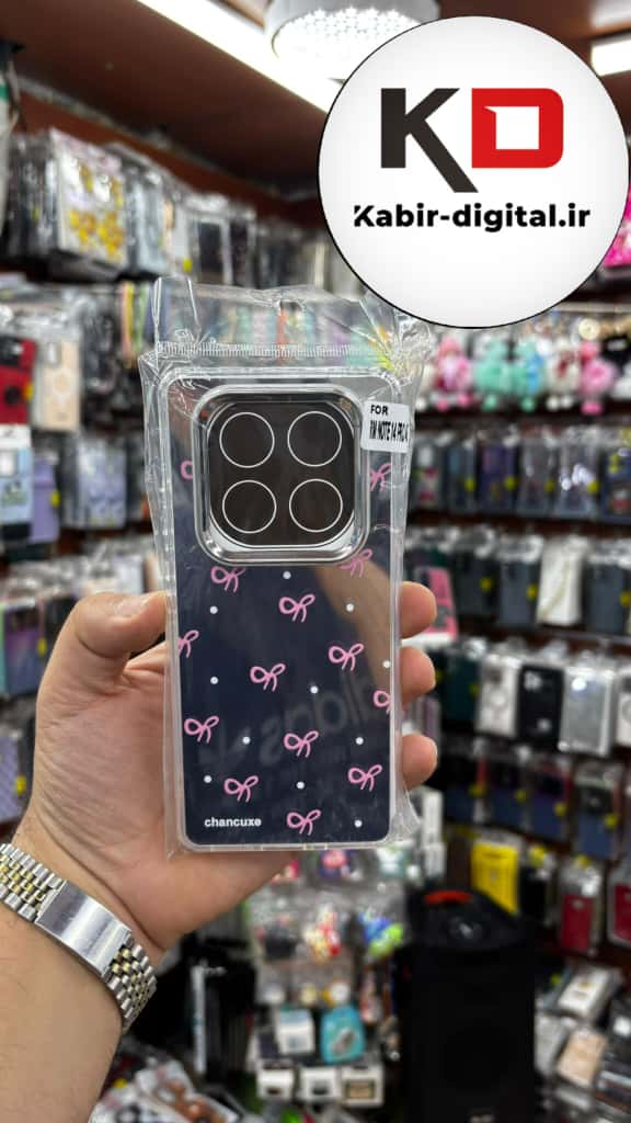 قاب گوشی Redmi Note 14 Pro 4G /Note 14 Pro 5G / Note 14 Pro Plus شیائومی اورجینال فانتزی سخت آینه ای لنز کرومی ایربگ دار طرح پاپیون صورتی کیوت