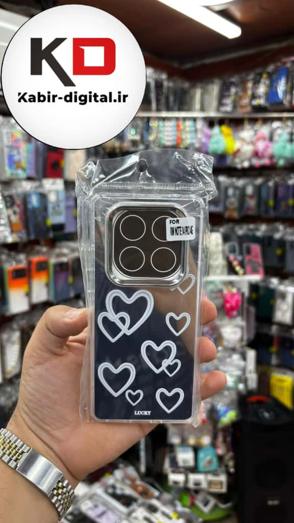 قاب گوشی Redmi Note 14 Pro 4G /Note 14 Pro 5G / Note 14 Pro Plus شیائومی اورجینال فانتزی سخت آینه ای لنز کرومی ایربگ دار طرح قلب کیوت