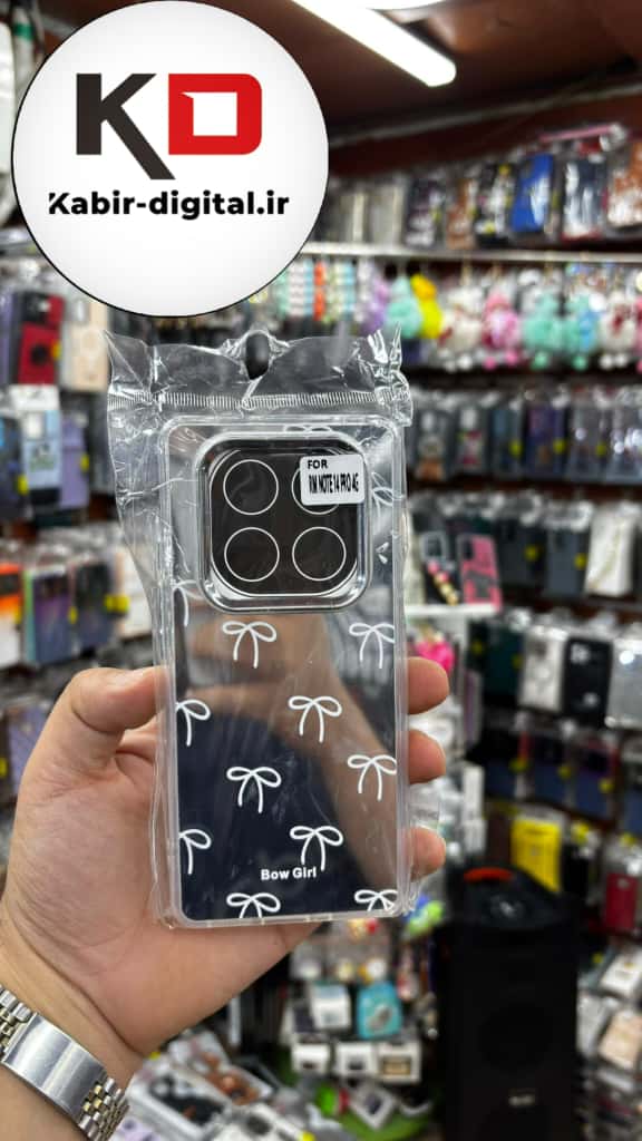 قاب گوشی Redmi Note 14 Pro 4G /Note 14 Pro 5G / Note 14 Pro Plus شیائومی اورجینال فانتزی سخت آینه ای لنز کرومی ایربگ دار طرح پاپیون سفید کیوت