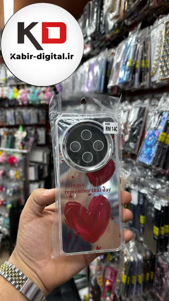 قاب گوشی Redmi 14C /Redmi A4 /POCO C75 شیائومی اورجینال فانتزی سخت آینه ای لنز کرومی ایربگ دار طرح قلب قرمز کیوت