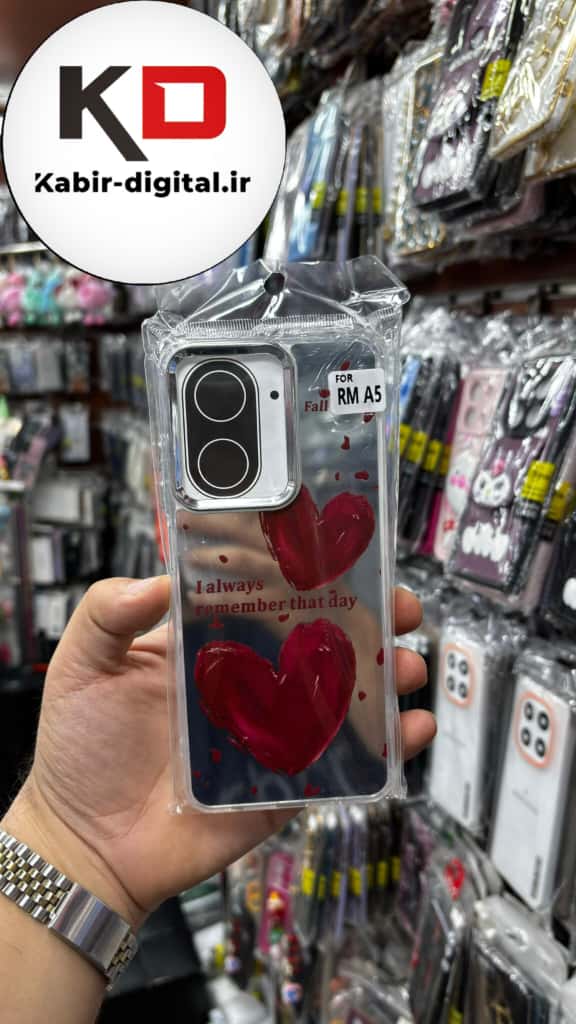 ققاب گوشی Redmi A5 / POCO C71 شیائومی اورجینال فانتزی سخت آینه ای لنز کرومی ایربگ دار طرح قلب قرمز کیوت