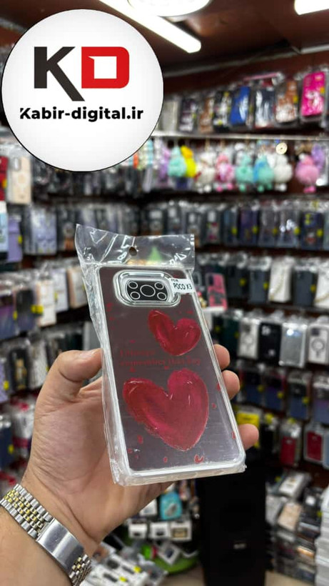 قاب گوشی POCO X3 / POCO X3 Pro شیائومی اورجینال فانتزی سخت آینه ای لنز کرومی ایربگ دار طرح قلب قرمز کیوت