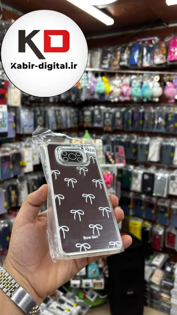 قاب گوشی POCO X3 / POCO X3 Pro شیائومی اورجینال فانتزی سخت آینه ای لنز کرومی ایربگ دار طرح پاپیون سفید کیوت