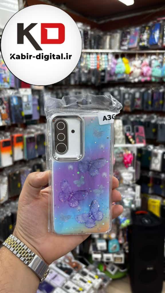 قاب گوشی Galaxy A36/A56 سامسونگ لاکچری فانتزی رزینی طرح پروانه لنز کرومی