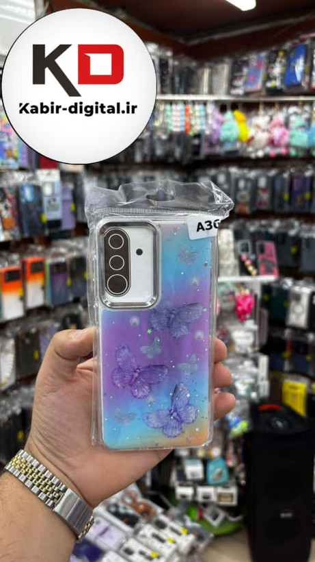 قاب گوشی Galaxy A36/A56 سامسونگ لاکچری فانتزی رزینی طرح پروانه لنز کرومی