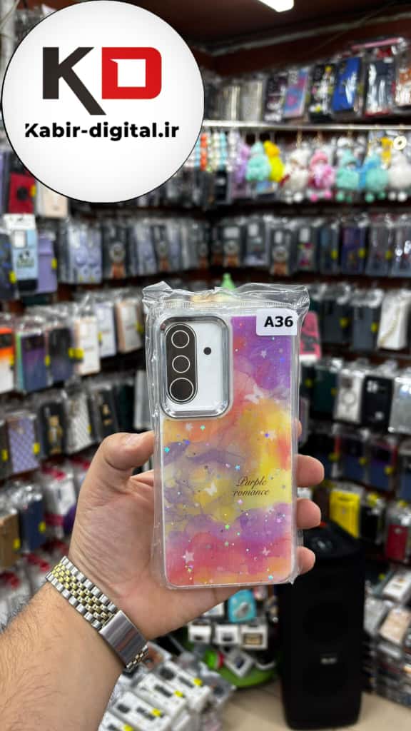 قاب گوشی Galaxy A36/A56 سامسونگ لاکچری فانتزی رزینی طرح آبرنگی لنز کرومی