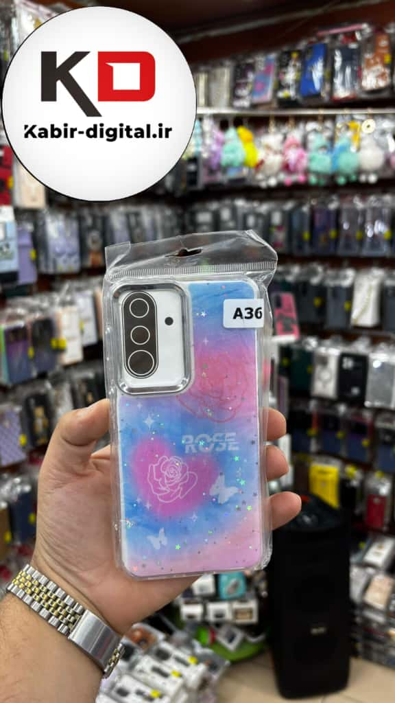 قاب گوشی Galaxy A36/A56 سامسونگ لاکچری فانتزی رزینی طرح پروانه لنز کرومی