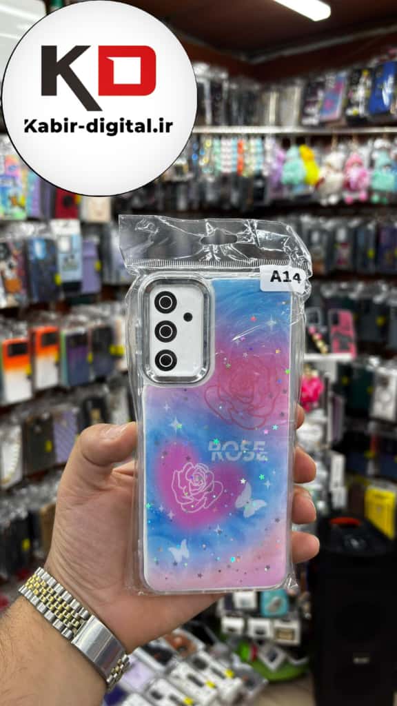 قاب گوشی Galaxy A14 سامسونگ لاکچری فانتزی رزینی طرح پروانه لنز کرومی