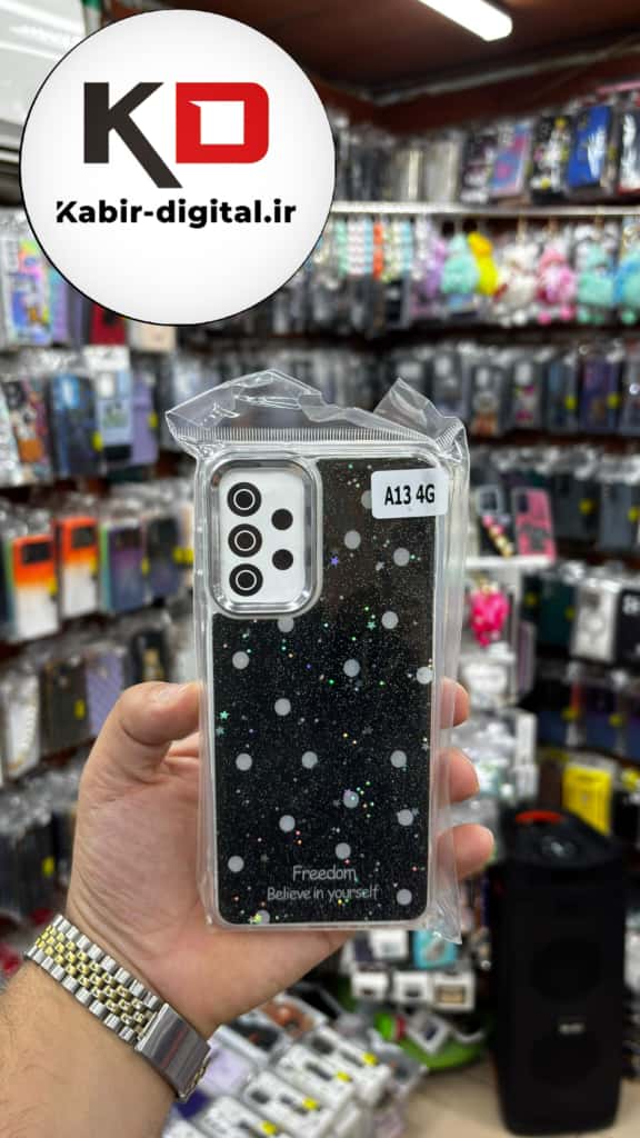 قاب گوشی Galaxy A13/A23/A04s/M13 سامسونگ لاکچری فانتزی رزینی طرح کلاسیک مشکی لنز کرومی