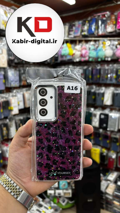 قاب گوشی Galaxy A16 / A26/A17 سامسونگ لاکچری فانتزی رزینی طرح پلنگی بنفش لنز کرومی