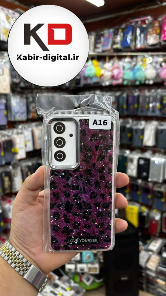 قاب گوشی Galaxy A16 / A26/A17 سامسونگ لاکچری فانتزی رزینی طرح پلنگی بنفش لنز کرومی