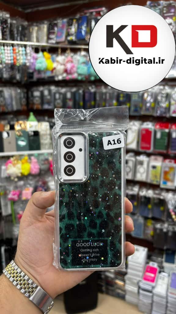 قاب گوشی Galaxy A16 / A26/A17 سامسونگ لاکچری فانتزی رزینی طرح پلنگی سبز لنز کرومی