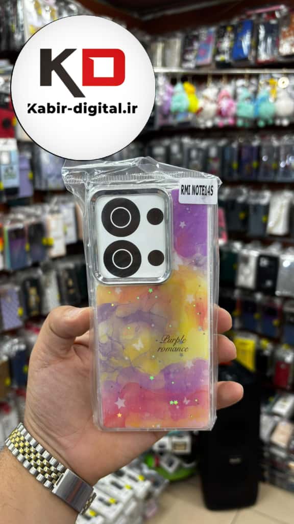 قاب گوشی  Redmi Note 13 Pro 4g / POCO M6 Pro / Note 14s شیائومی لاکچری فانتزی رزینی طرح آبرنگی لنز کرومی