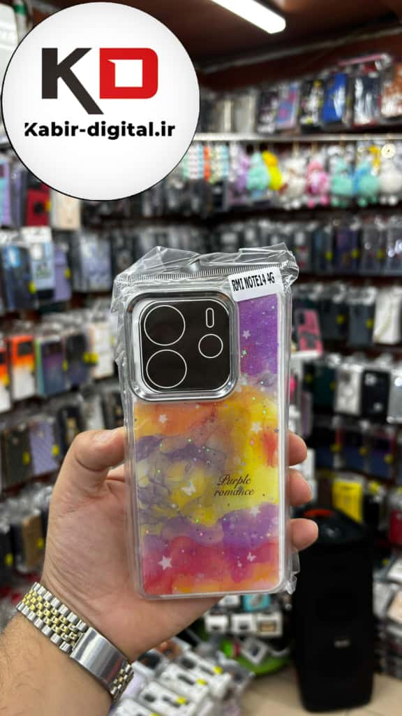 قاب گوشی  Redmi Note 14 4g شیائومی لاکچری فانتزی رزینی طرح آبرنگی لنز کرومی