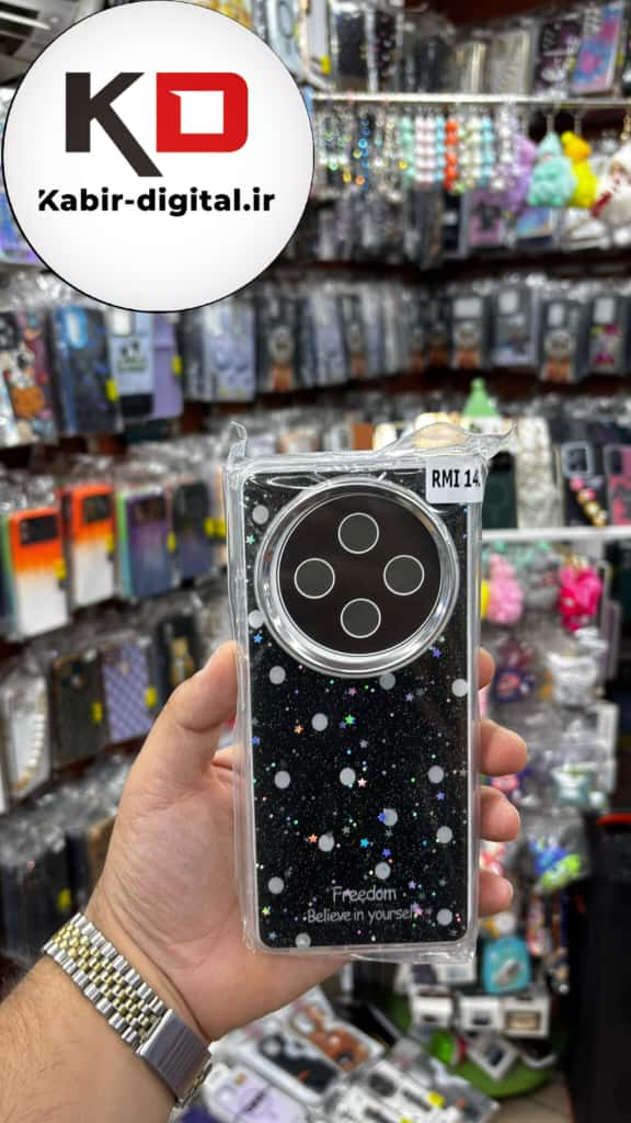 قاب گوشی  Poco C75 / Redmi A4 / Redmi14c شیائومی لاکچری فانتزی رزینی طرح کلاسیک مشکی لنز کرومی