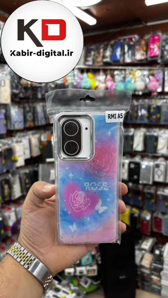 قاب گوشی  Poco C71 / Redmi A5 شیائومی لاکچری فانتزی رزینی طرح پروانه لنز کرومی