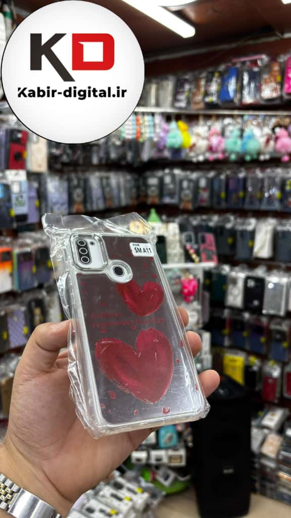 قاب گوشی Galaxy A11/M11 سامسونگ اورجینال فانتزی سخت آینه ای لنز کرومی ایربگ دار طرح قلب قرمز کیوت