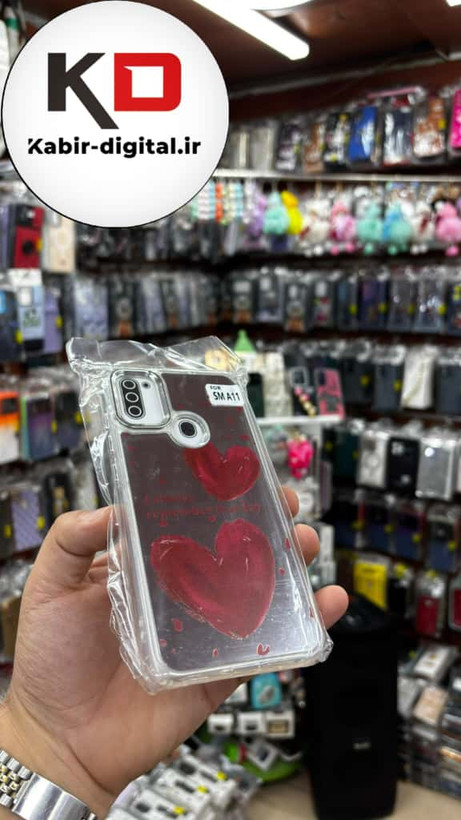 قاب گوشی Galaxy A11/M11 سامسونگ اورجینال فانتزی سخت آینه ای لنز کرومی ایربگ دار طرح قلب قرمز کیوت