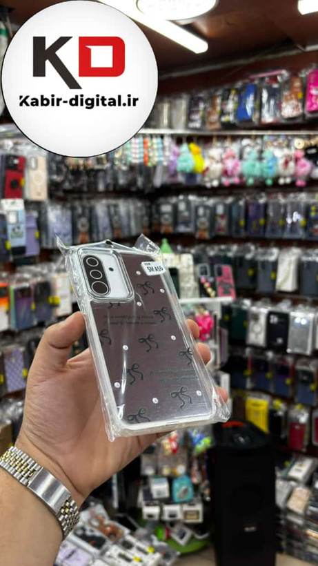 قاب گوشی Galaxy A36/A56 سامسونگ اورجینال فانتزی سخت آینه ای لنز کرومی ایربگ دار طرح پاپیون مشکی کیوت