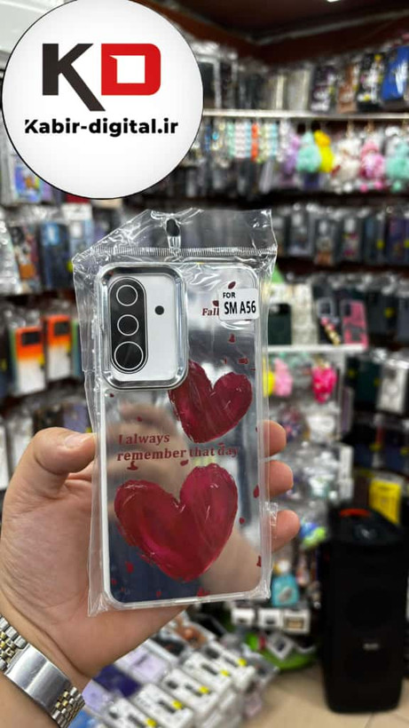 قاب گوشی Galaxy A36/A56 سامسونگ اورجینال فانتزی سخت آینه ای لنز کرومی ایربگ دار طرح قلب قرمز کیوت