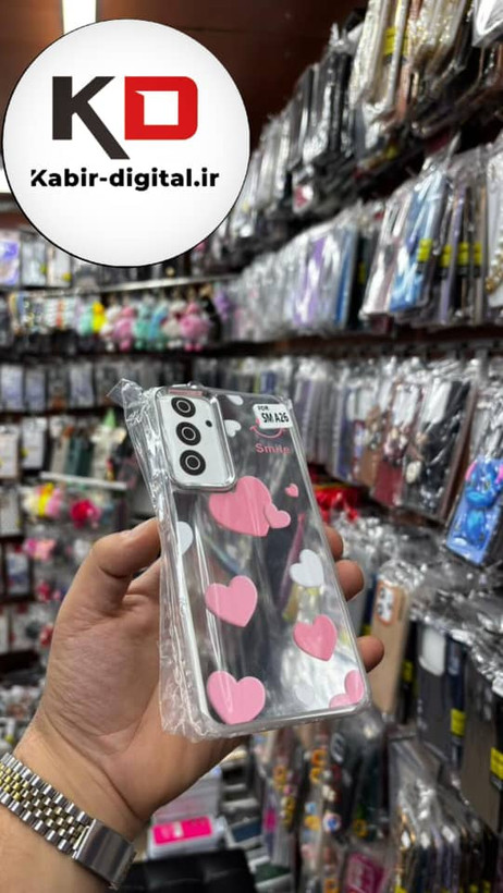 قاب گوشی Galaxy A16 / A26/A17 سامسونگ اورجینال فانتزی سخت آینه ای لنز کرومی ایربگ دار طرح قلب صورتی کیوت