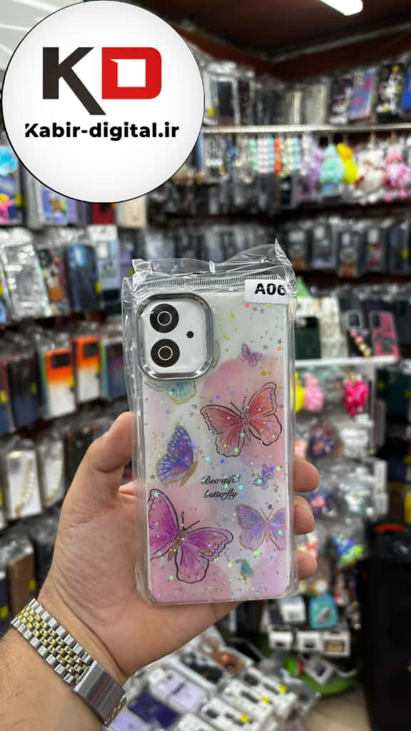 قاب گوشی Galaxy A06 سامسونگ لاکچری فانتزی رزینی طرح پروانه ایی لنز کرومی