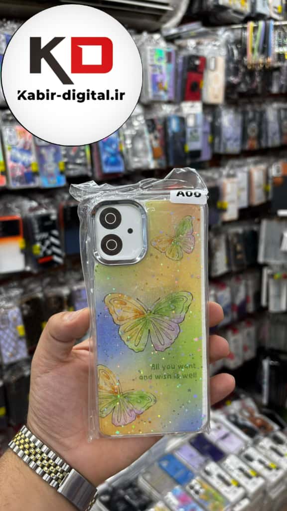 قاب گوشی Galaxy A06 سامسونگ لاکچری فانتزی رزینی طرح پروانه ایی لنز کرومی