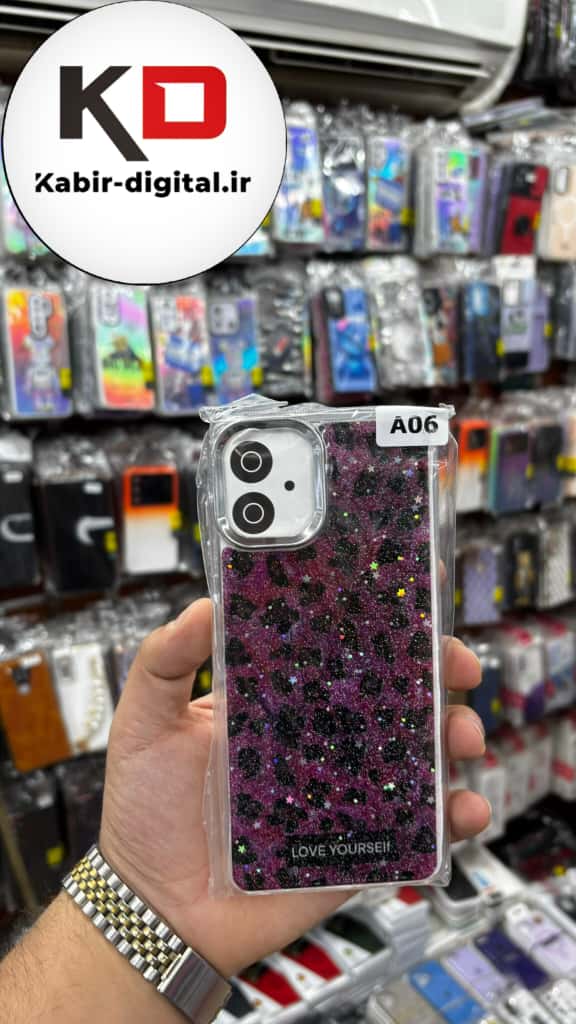 قاب گوشی Galaxy A06 سامسونگ لاکچری فانتزی رزینی طرح پلنگی بنفش لنز کرومی