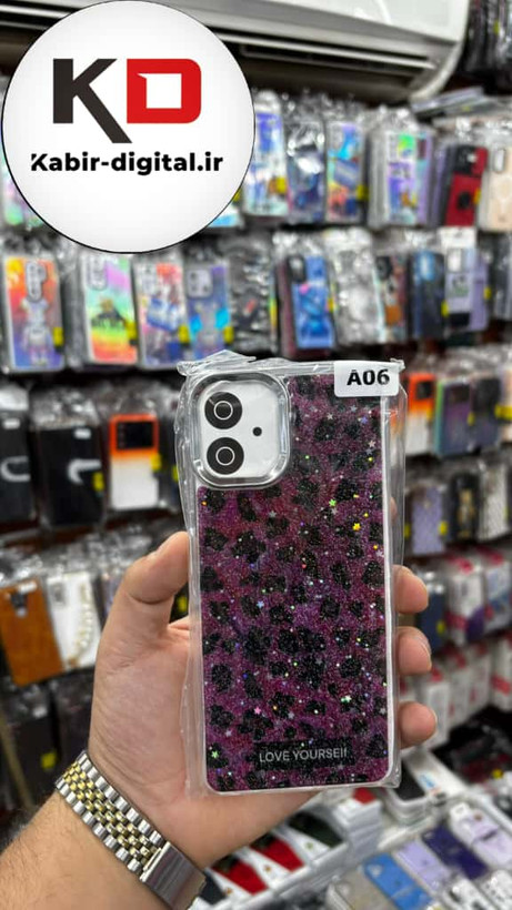 قاب گوشی Galaxy A06 سامسونگ لاکچری فانتزی رزینی طرح پلنگی بنفش لنز کرومی