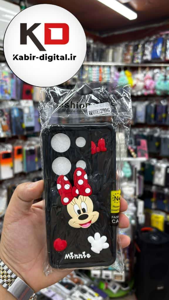 قاب گوشی Redmi Note 13 pro 4G / POCO M6  pro شیائومی طرح سیلیکونی Solid عروسکی برجسته پاپ سوکت دار محافظ لنزدار طرح میکی موس مشکی