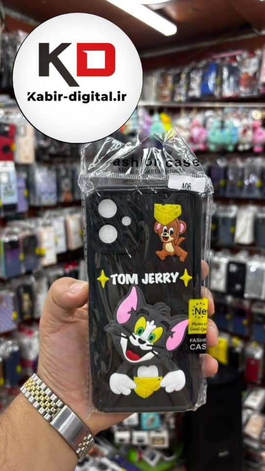 قاب گوشی Galaxy A06 سامسونگ طرح سیلیکونی Solid عروسکی برجسته پاپ سوکت دار محافظ لنزدار طرح تام و جری