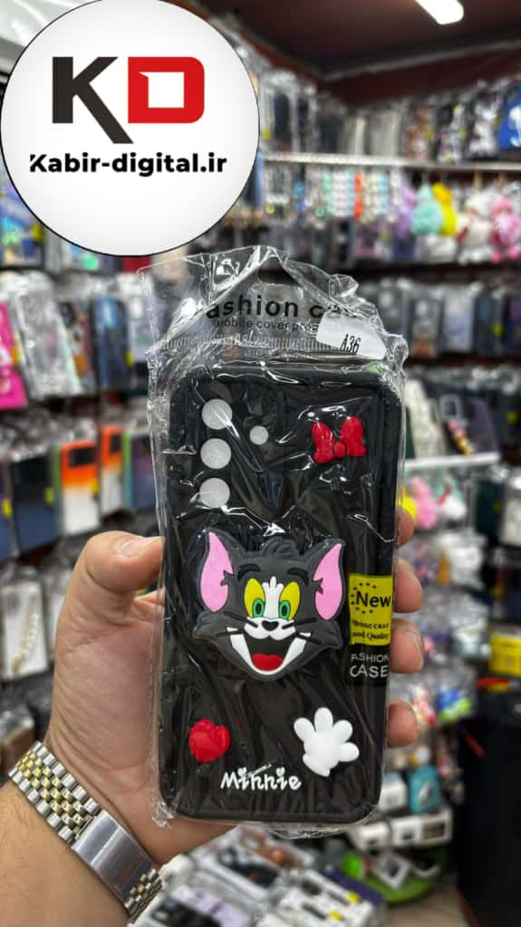 قاب گوشی Galaxy A36 سامسونگ طرح سیلیکونی Solid عروسکی برجسته پاپ سوکت دار محافظ لنزدار طرح میکی موس مشکی