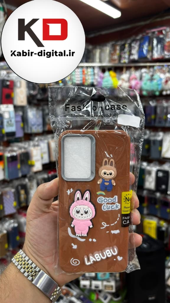 قاب گوشی Galaxy A36 / A56 سامسونگ  لدر دیزاین SOFT Lether Design سیلیکونی عروسکی لبوبو طرح چرم قهوه ایی