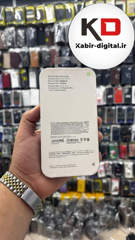 قاب سیلیکونی اورجینال با ست محافظ لنز رینگی Apple iPhone 15 - مشکی (پک دار)