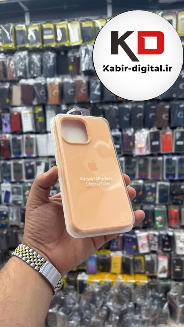 قاب گوشی iPhone 14 Pro Max آیفون سیلیکونی اورجینال پاک کنی درجه یک زیربسته هلویی